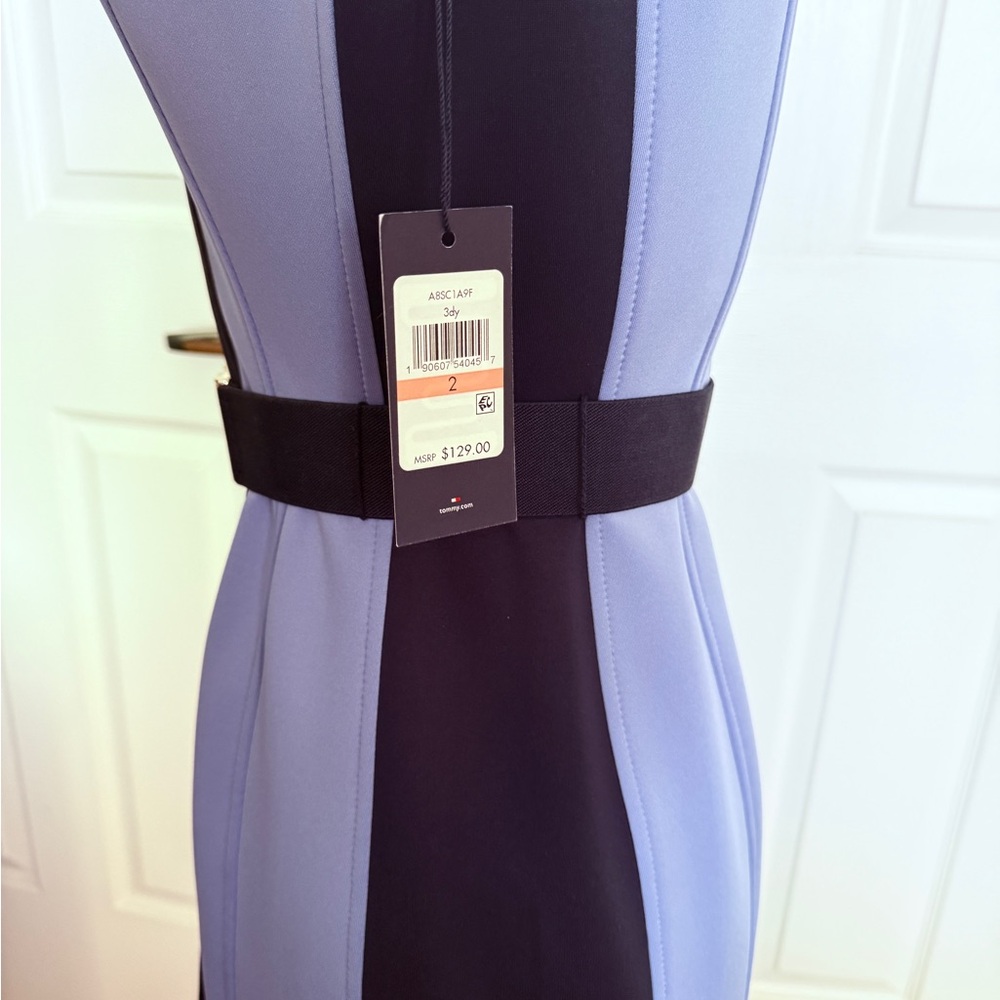 Tommy Hilfiger Periwinkle & Black Zip-Front Sleeveless Midi Dress - Picture 3 of 5